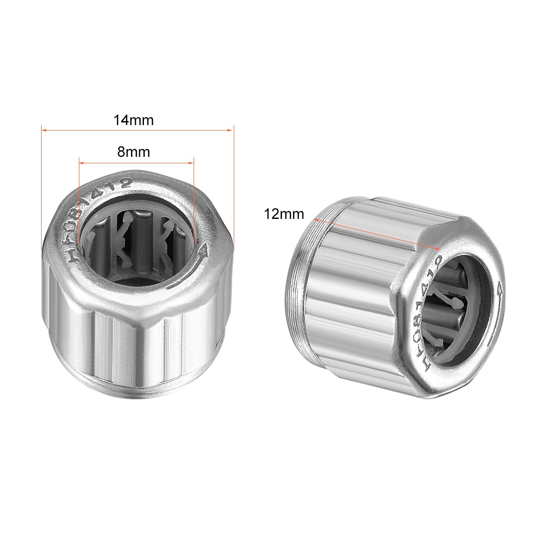 3 PCS 8mm Bore 14mm OD 12mm Width Needle Roller Bearings One Way Bearing
