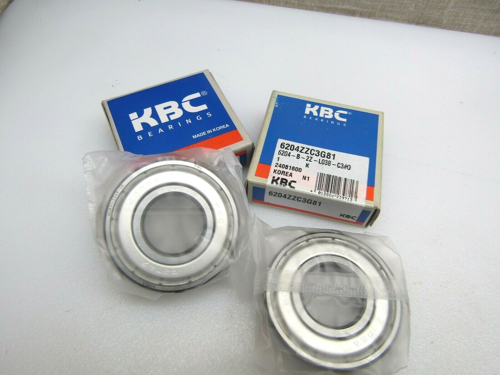 KBC (Lot of 2) 6204-ZZ C3 20mm X 47mm X 14mm Metal Shielded Bearing