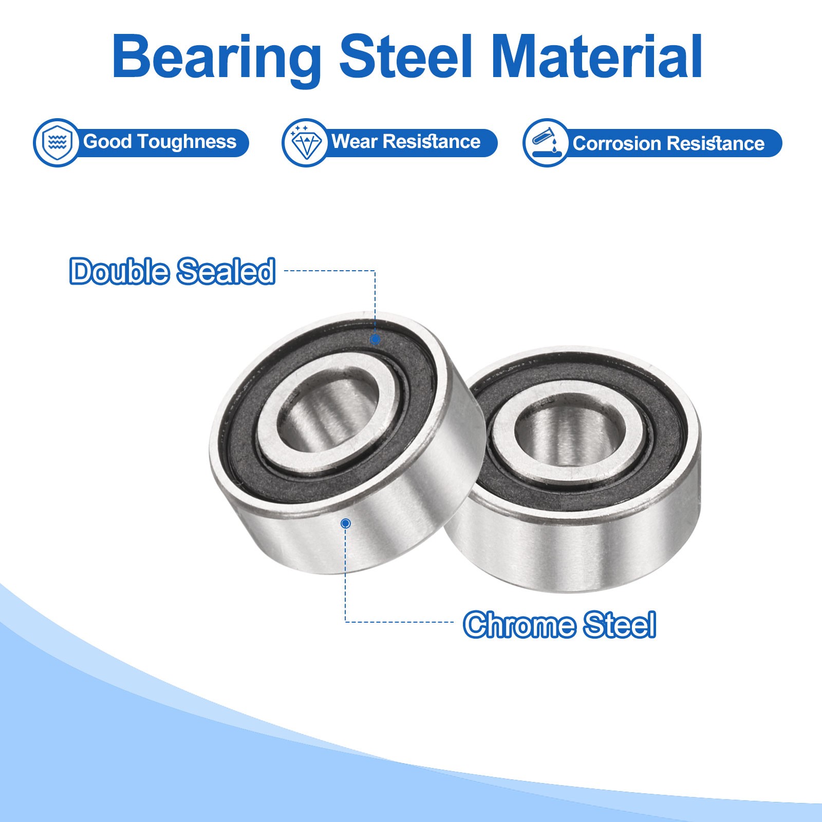 8pcs R188-2RS 1/4″ ID x 1/2″ OD x 3/16″ Height Z2 Ball Bearings Silver Tone