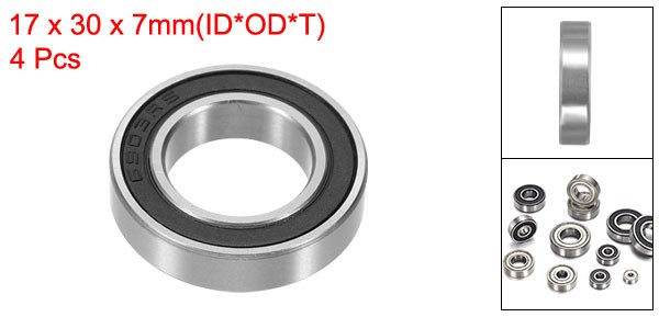4 Pack 17x30x7mm 6903 2RS Deep Groove Ball Bearings Chrome Steel Double Shield