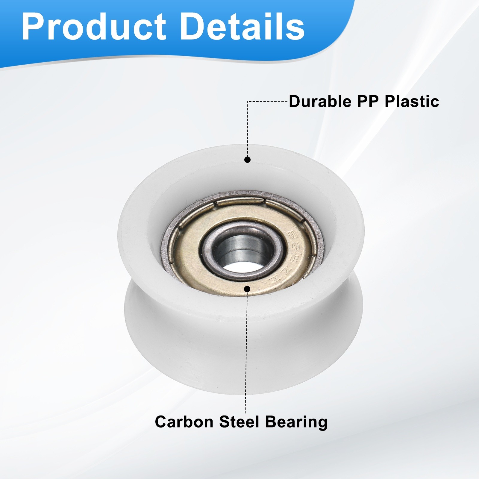 12Pcs, Groove Plastic Guide Bearing 6×27.3x13mm Pulley Roller(White)