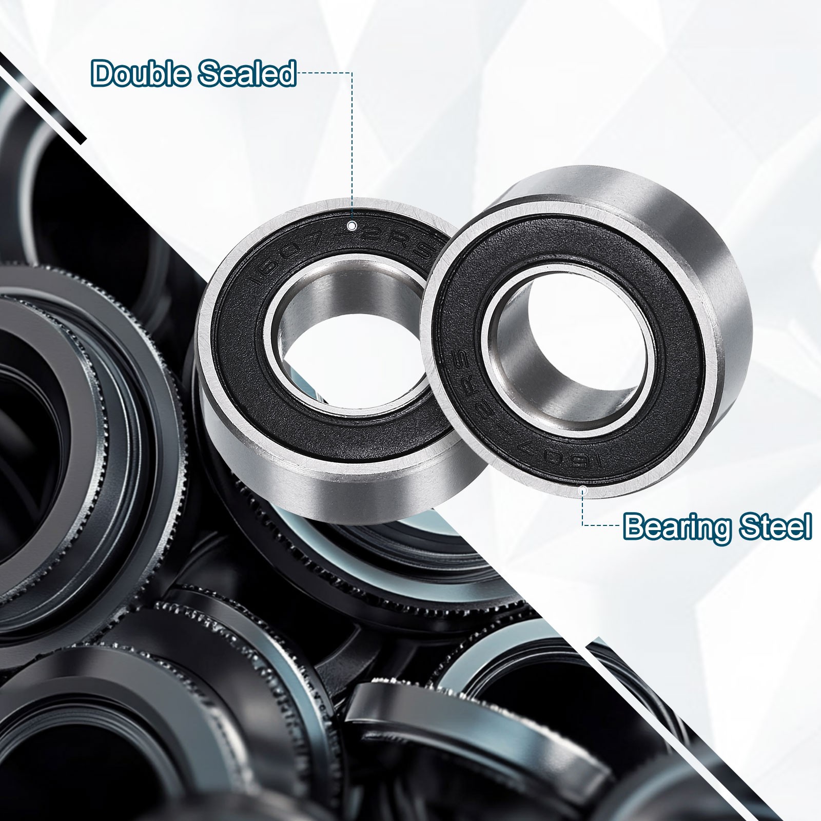 1607-2RS Deep Groove Ball Bearing, 4pcs, 11mm x 23mm x 8mm, Z2 Double Rubber