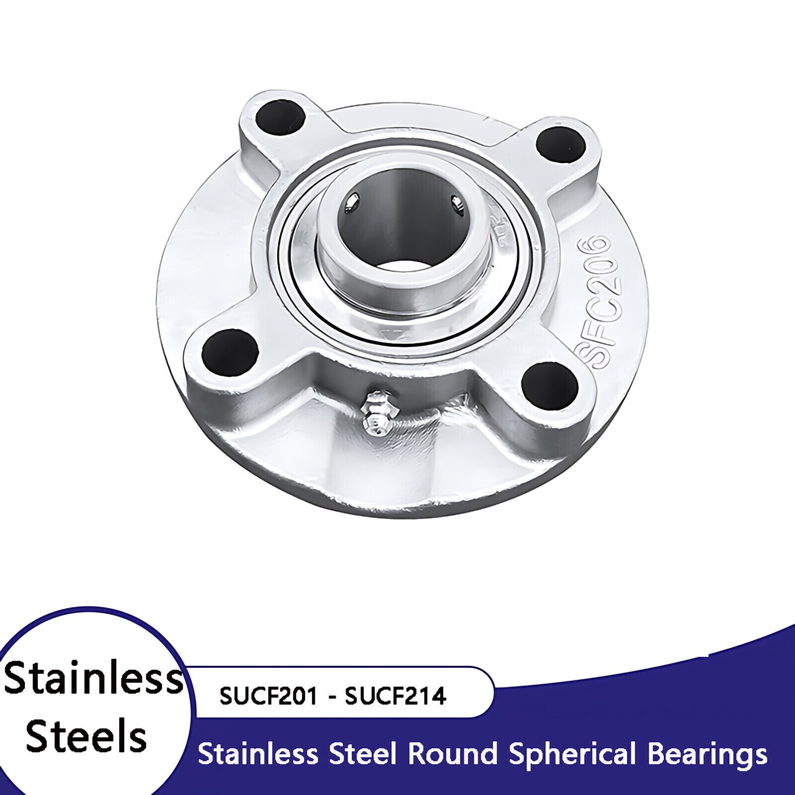 SUCF201 TO SUCF214 Stainless Steel Round Spherical Bearing with Seat 12mm-70mm