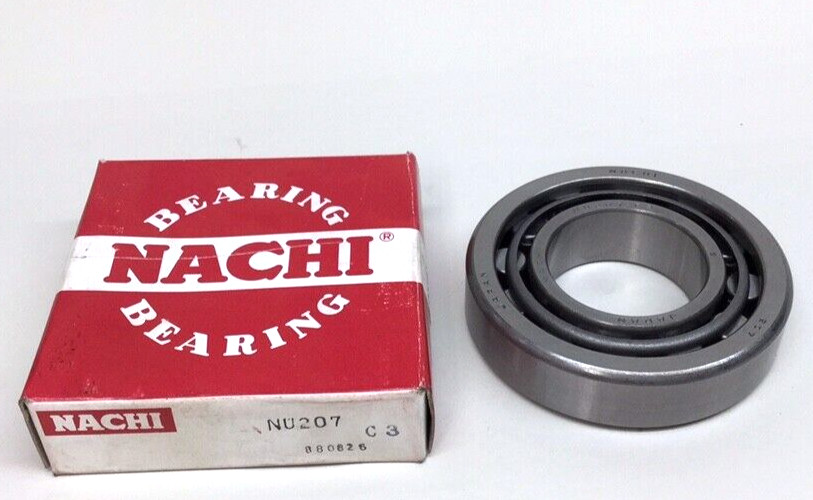 Nachi NU207 C3 Cylindrical Roller Bearing 35mm ID x 72mm OD X 17mm W NU207-C3