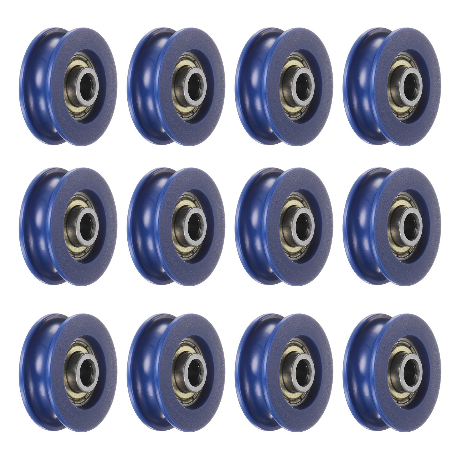 12pcs U Type Groove Pulley Nylon Guide Rolling Bearing 5×25.5×8.5mm Blue