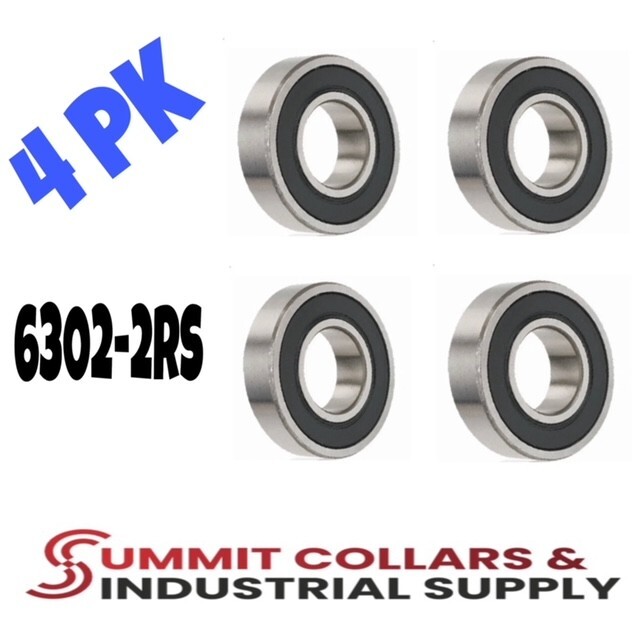 6302-2RS Ball Bearing Premium Rubber Sealed 15x42x13 mm (Qty 4)