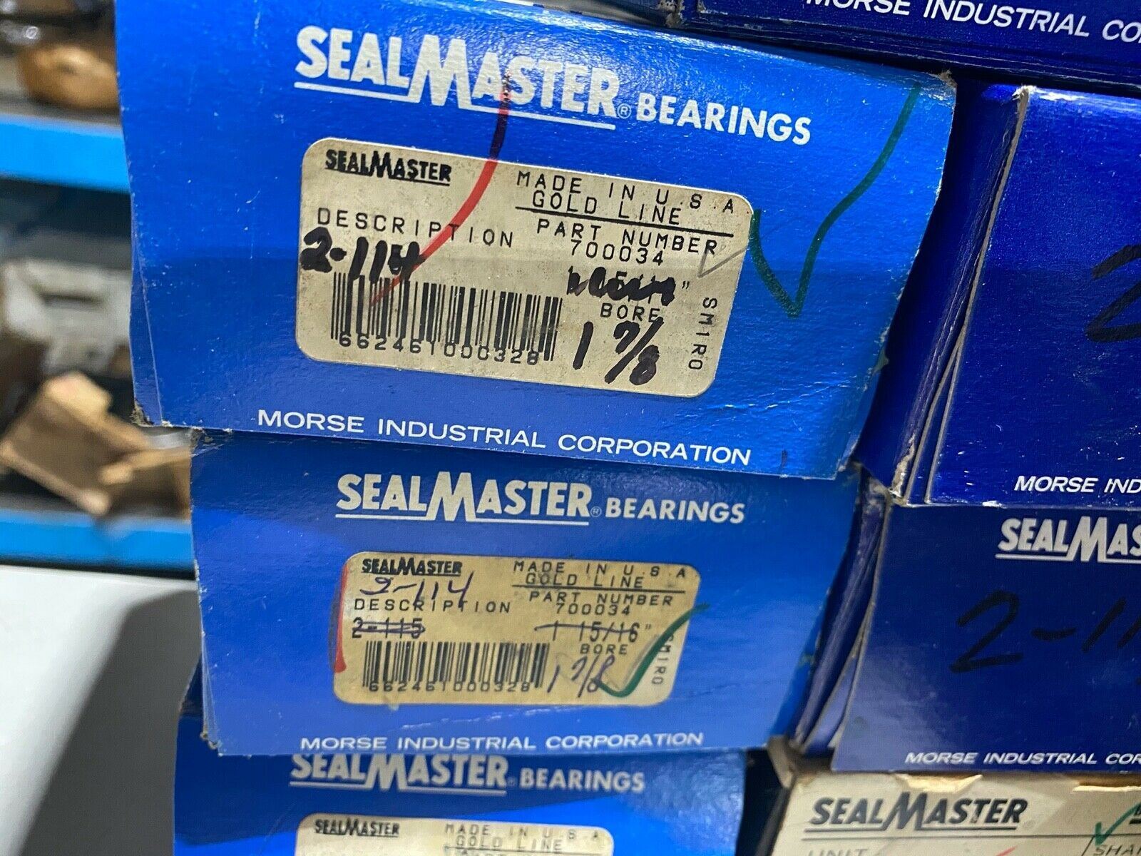 One Sealmaster 2-114 Ball Insert Bearing Set Screw 1-7/8″ Bore, NOS
