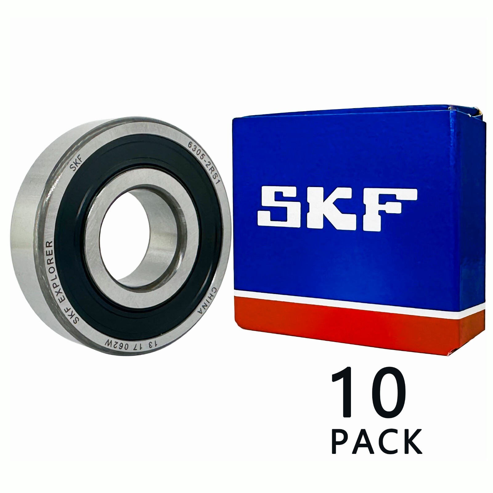 (Qty.10) SKF 6305-2RS1 25X62X17MM Double Rubber Seal Ball Bearings 6305RS