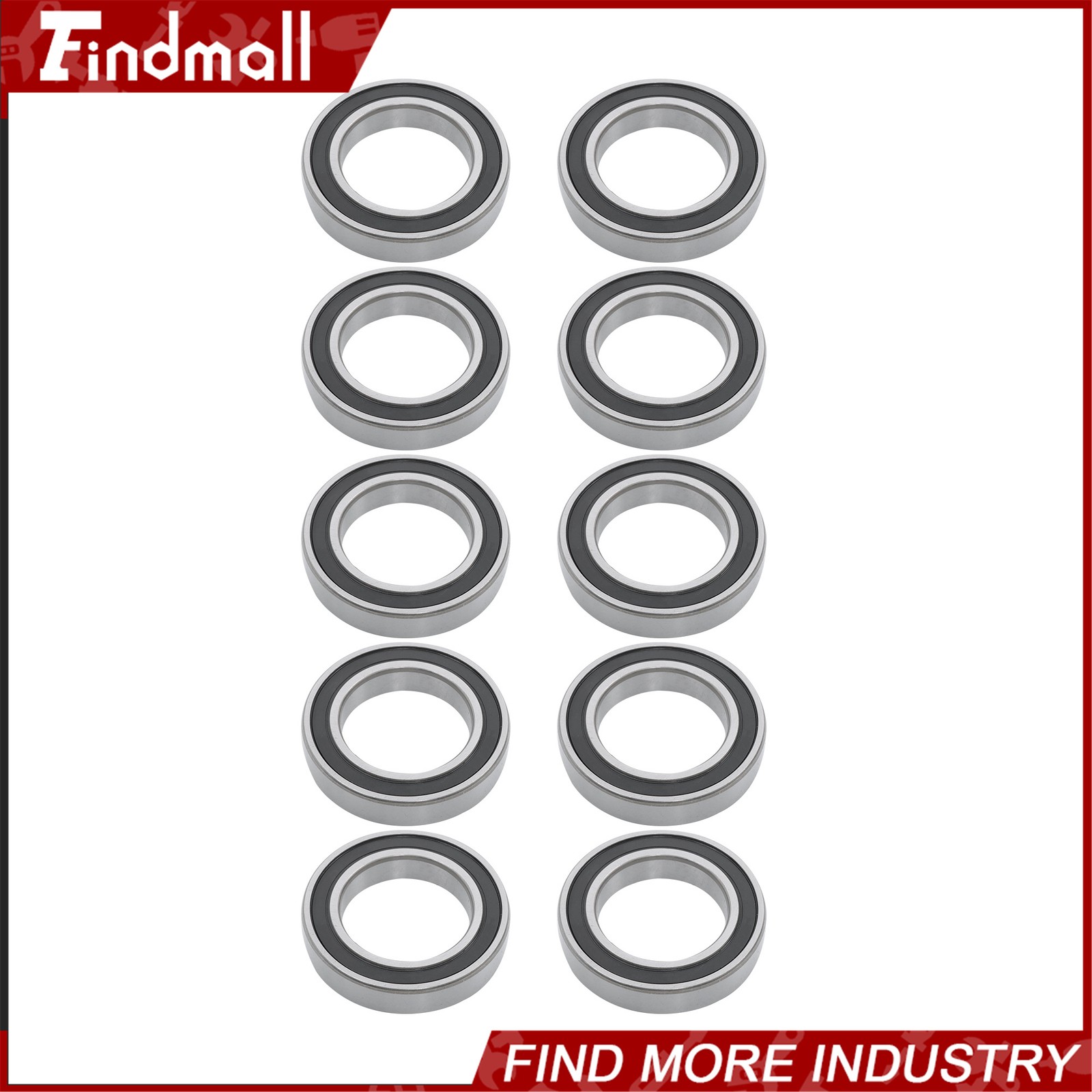 Findmall 6010-2RS Deep Groove Bearings 10pcs 50x80x16mm Rubber Sealed Set