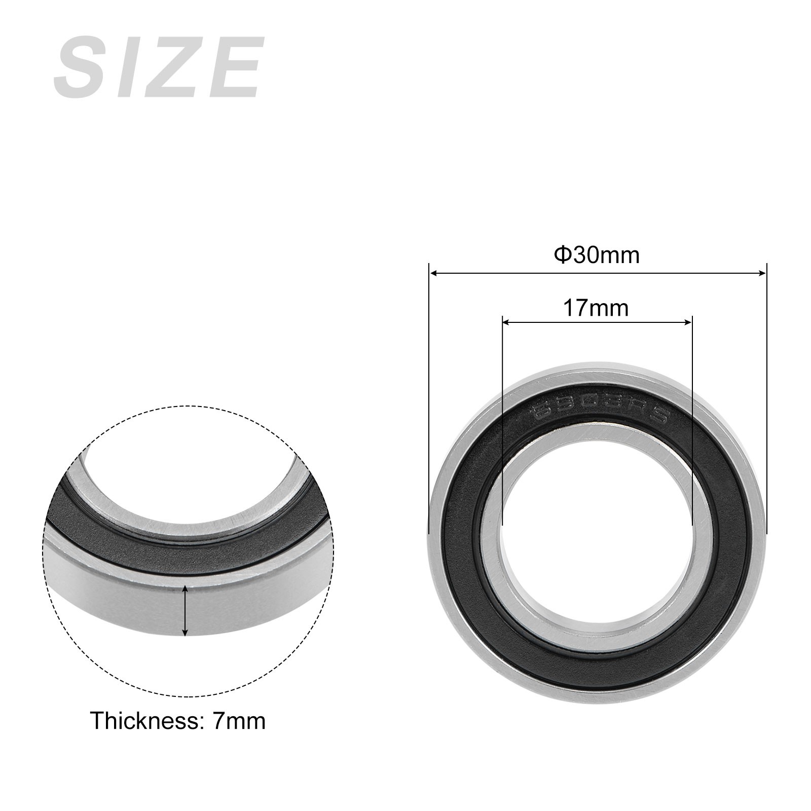 6903-2RS, 17mmx30mmx7mm, 4Pcs, Carbon Steel Double Sealed Industrial Bearings