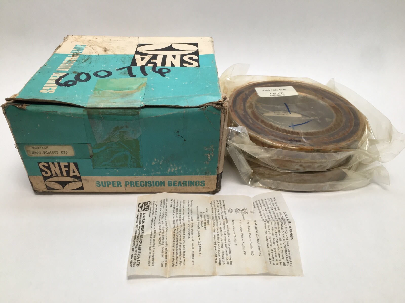 SNFA E290-7CE1DUF Bearing 90x160x30 mm 7218-C E-290-7-CE-1-DUF/DUH ABEC7 2 Pcs