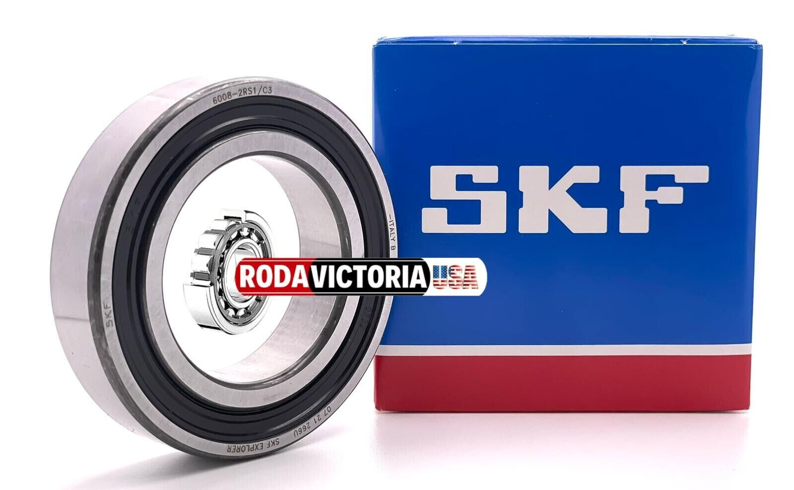 SKF 6008 2RS1 C3 DEEP GROOVE BALL BEARING, RUBBER SEALED 40x68x15 mm.