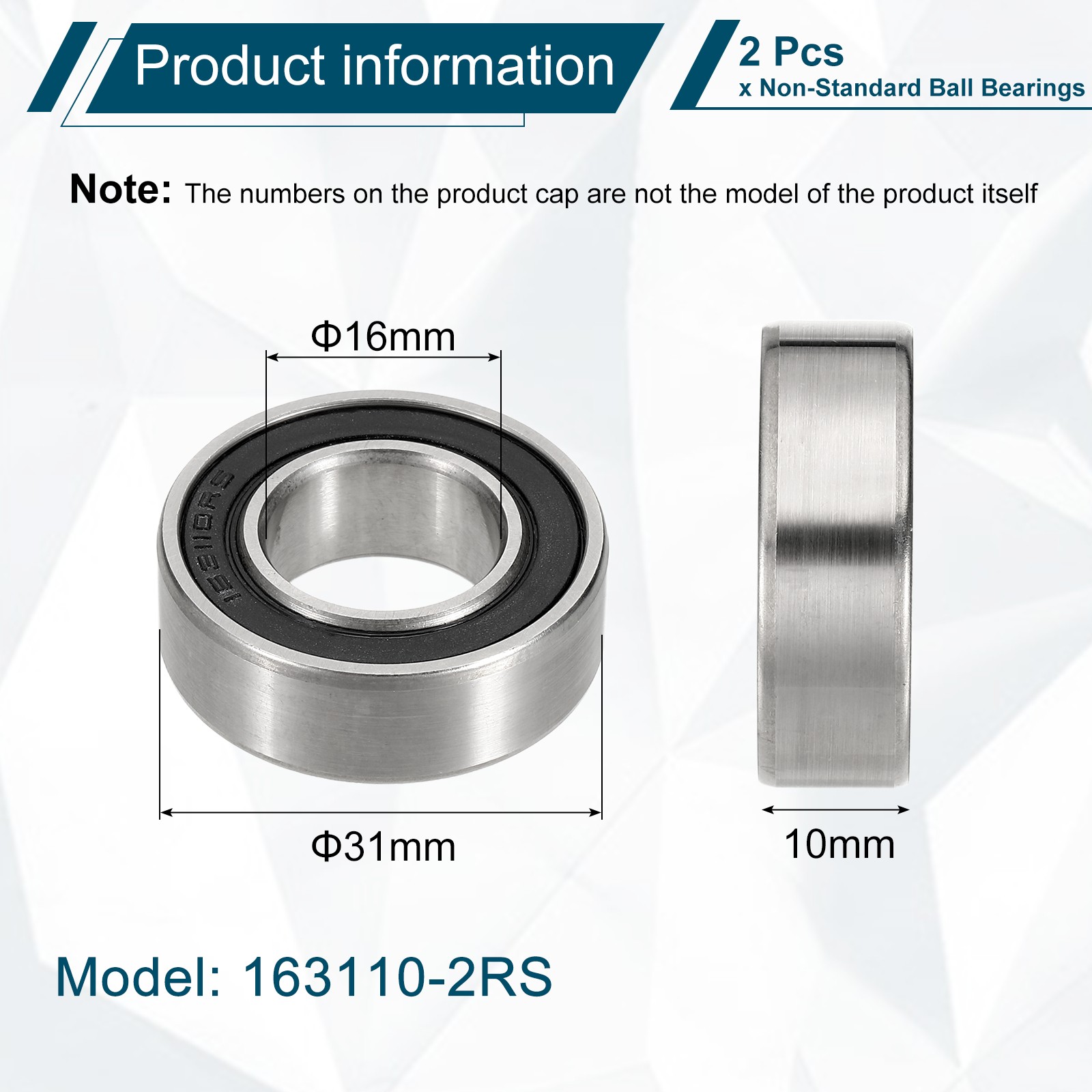 2pcs Ball Bearings 16x31x10mm Non Standard for 163110-2RS