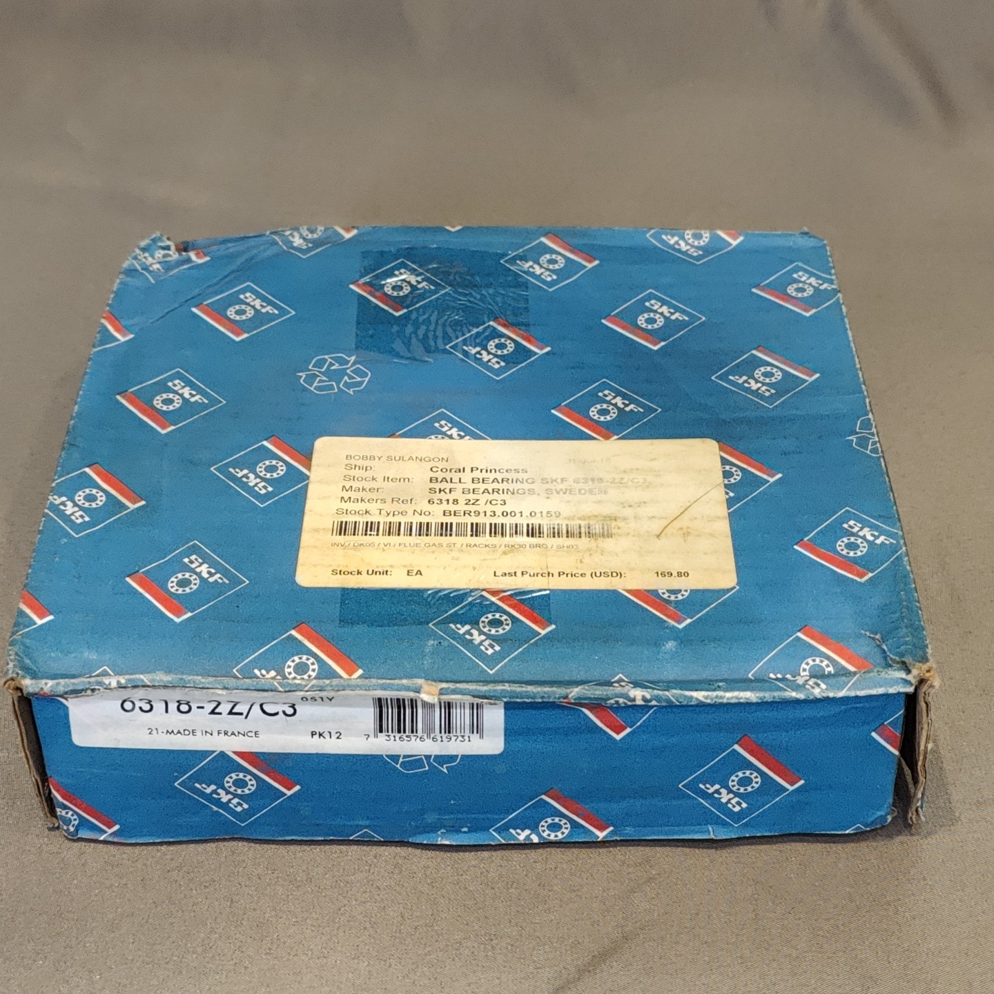 SKF 6318-2Z/C3 Sealed Ball Bearing 90mm ID X 190mm OD X 43mm WIDE
