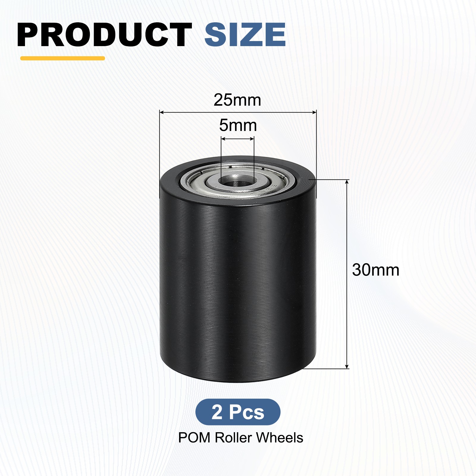 2Pcs POM Roller Wheel with Bearing, 5mm x 25mm x 30mm Bearing Pulley