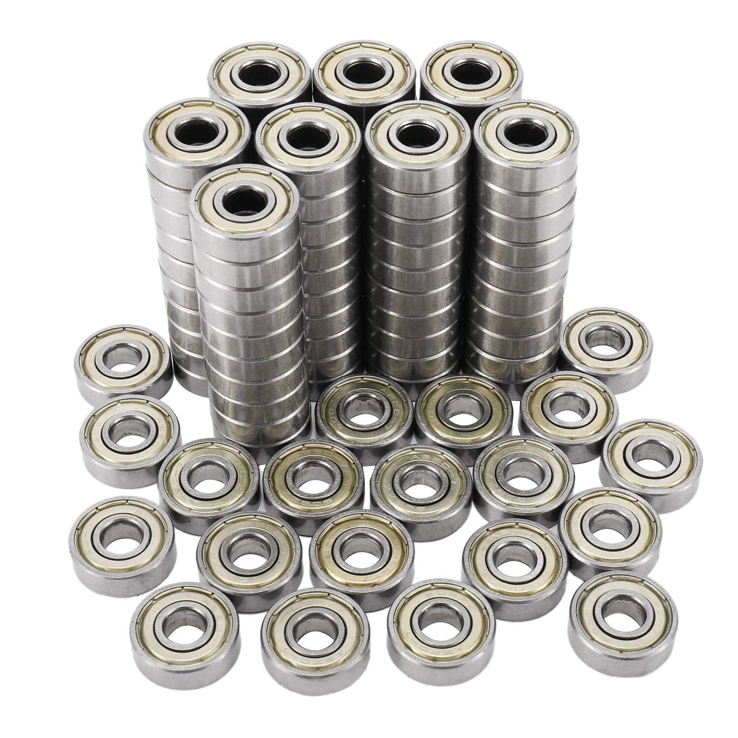 (100 Pcs) 608-ZZ Ball Bearing Double Shielded Miniature Deep Groove 8x22x7mm