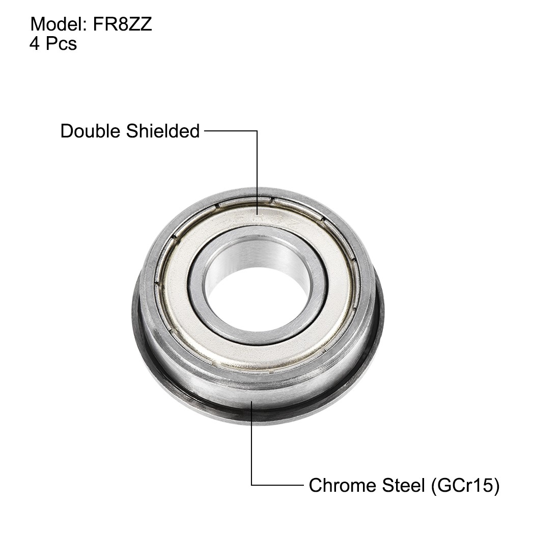 FR8ZZ Flange Ball Bearing 1/2″x1-1/8″x5/16″ Double Shielding 4pcs