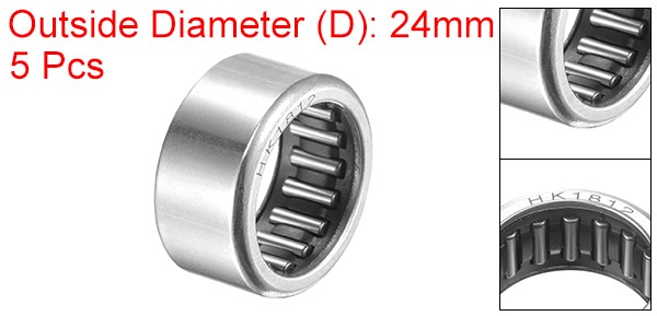 HK1812 Needle Roller Bearings 18mm x 24mm x 12mm Chrome Steel Open End 5pcs
