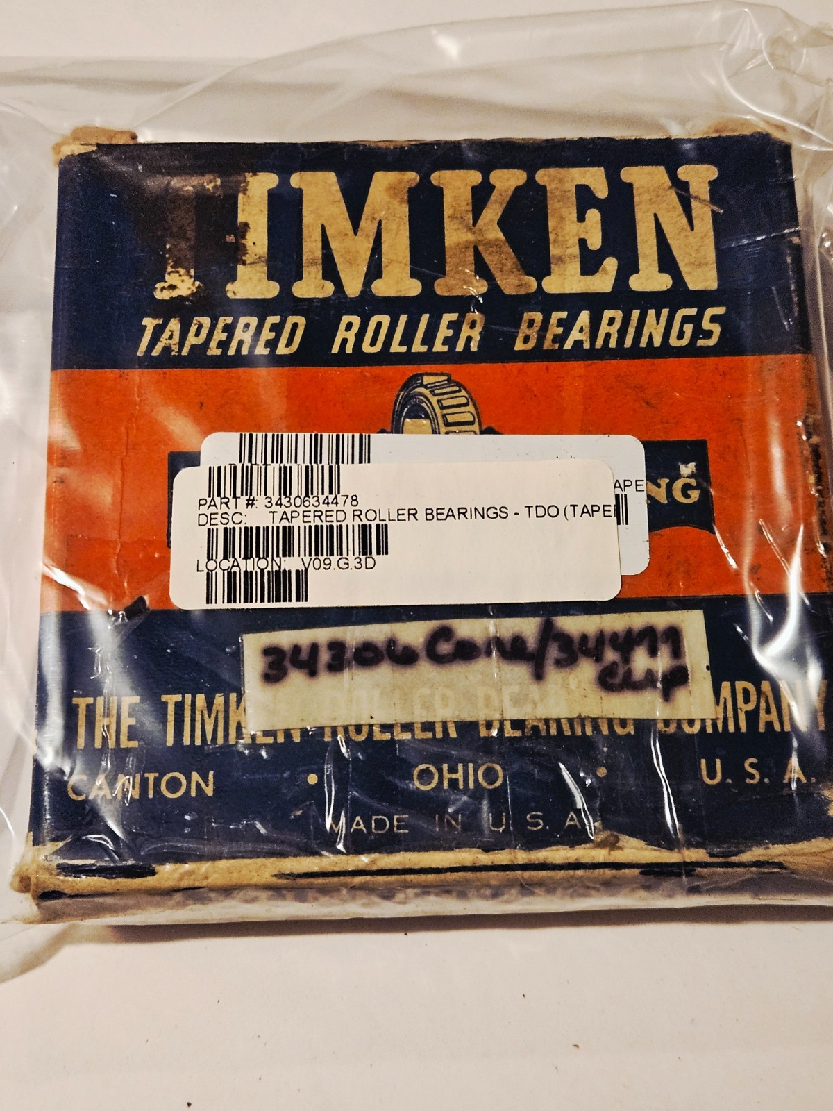 New in Box – 34306/34478 Timken Tapered Roller Bearing Cone&Cup Timken