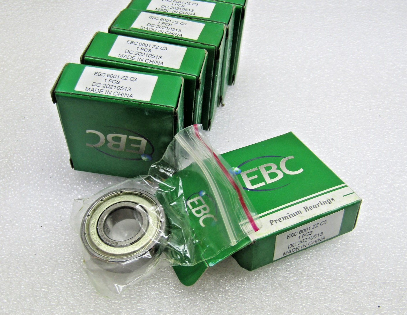 (Lot of 6) EBC 6001-ZZ C3 12mm X 28mm X 8mm Shielded Bearing