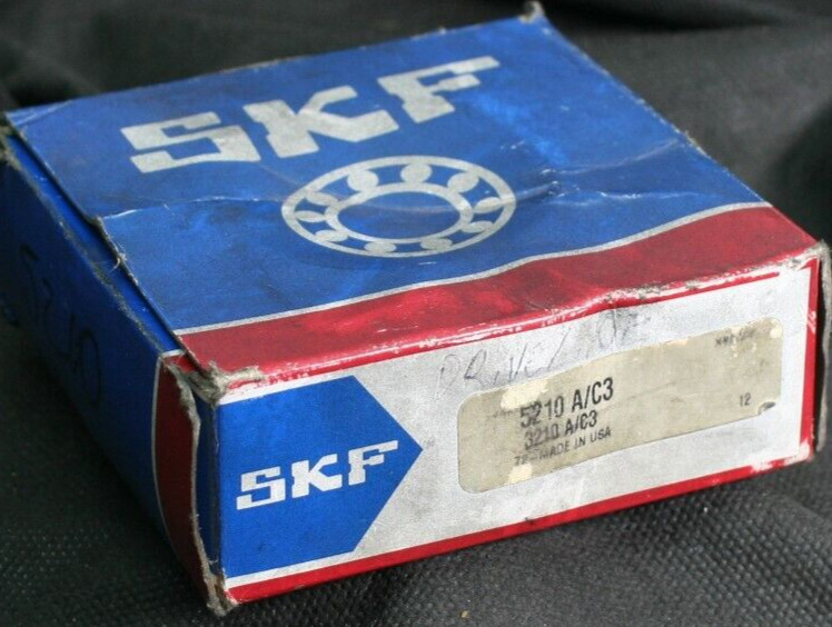 One SKF 5210 A/C3 Double Row Angular Contact Bearing 50MM ID USA 3210 A/C3 NEW