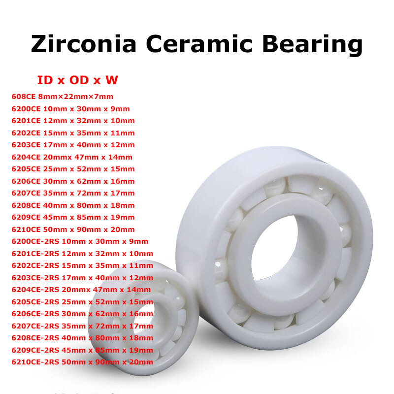 Full Ceramic ZrO2 Zirconium Dioxide Ball Bearings 608CE 6200CE~6210CE 2RS