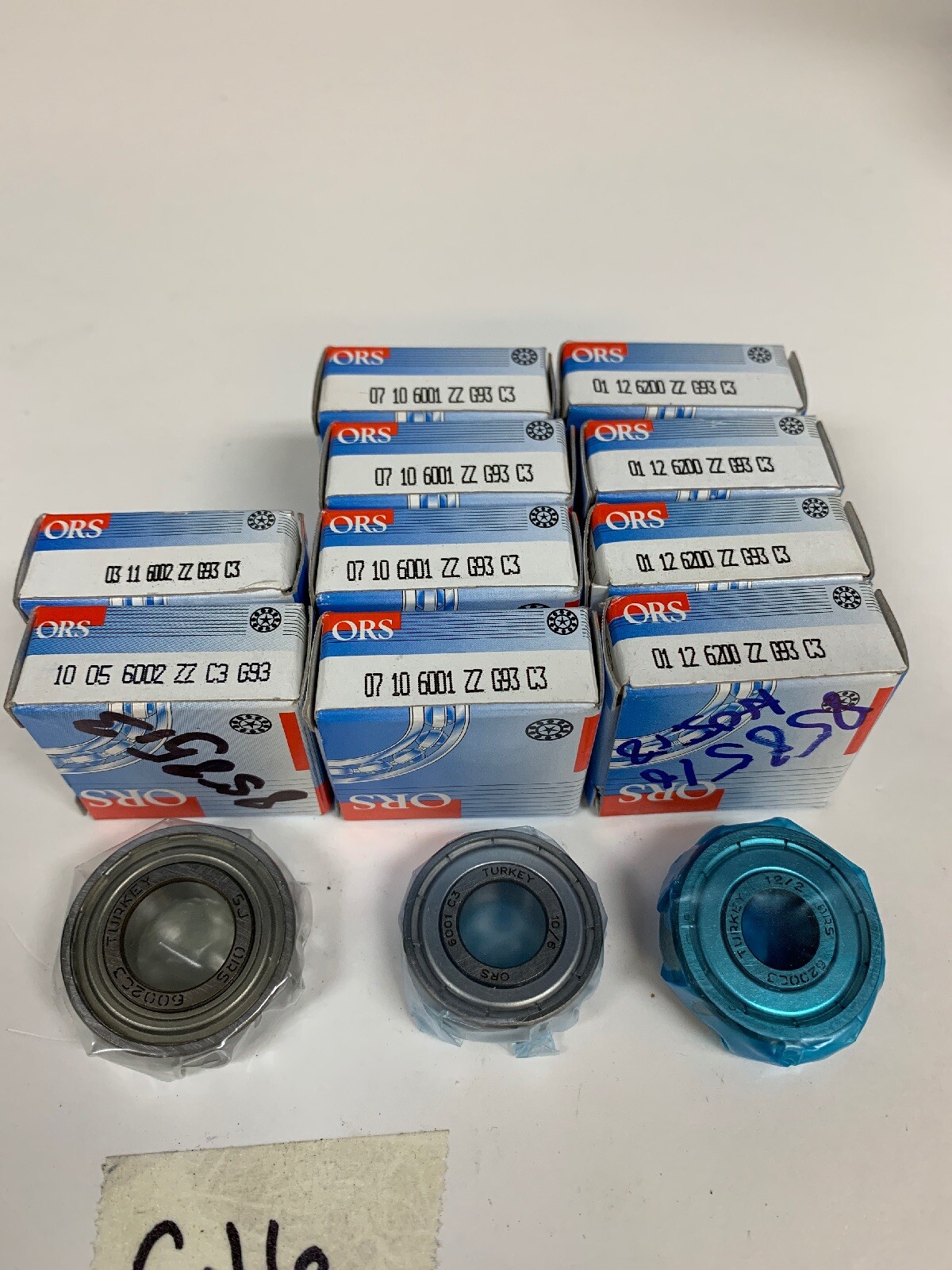 4-Ors 6200 ZZ C3 G93,4-6001 ZZ C3 G93&2-6002 ZZ C3 G93 (10 Total)New Bearings
