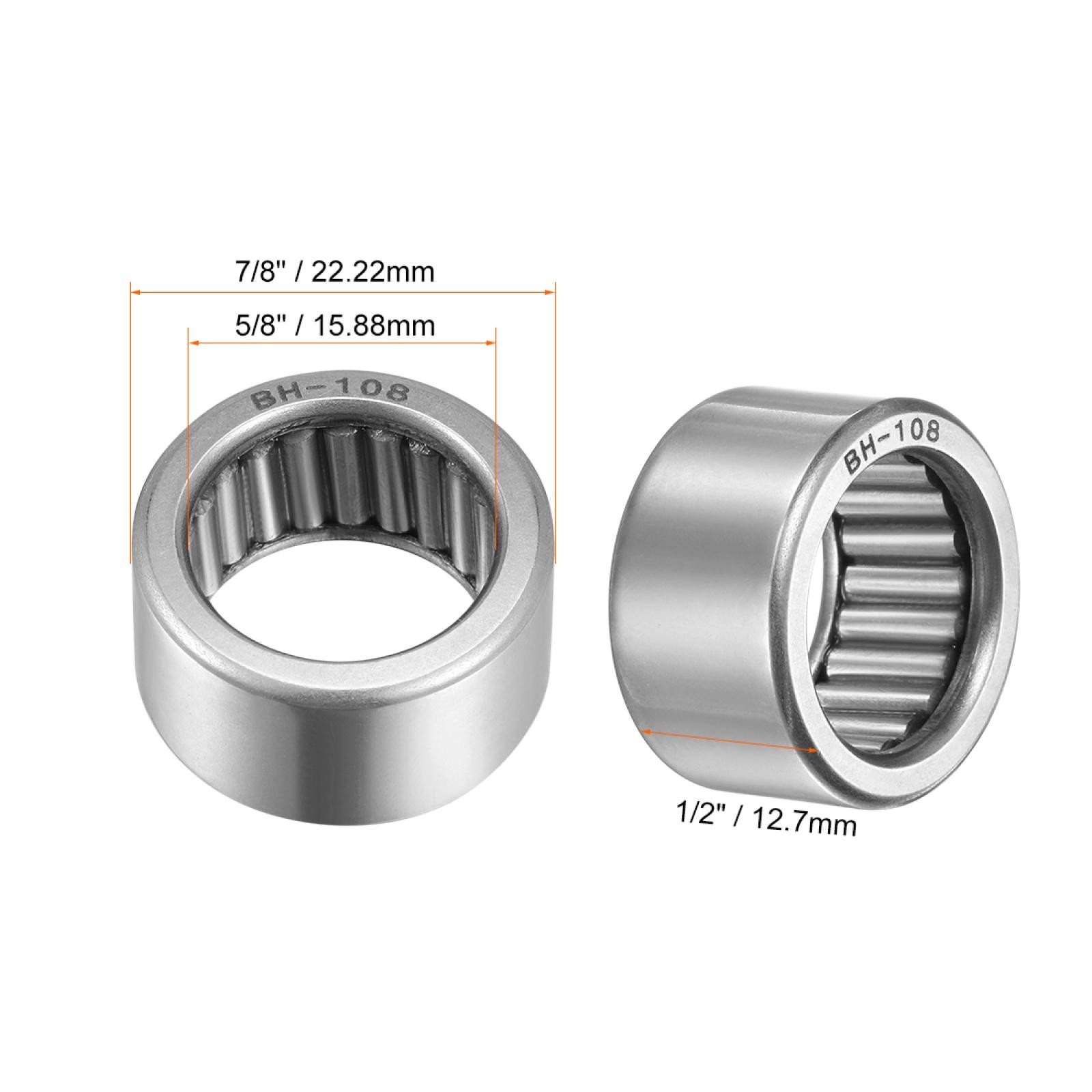 BH108 Needle Roller Bearings 5/8″ x 7/8″ x 1/2″ Full Complement Drawn Cup
