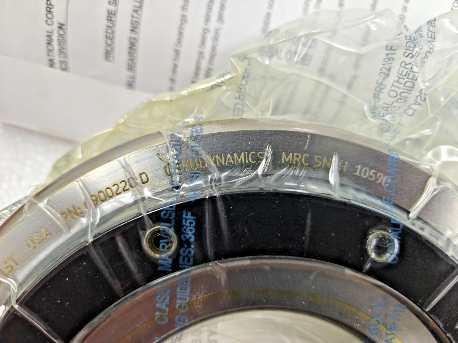MRC P320S1ST CRYODYNAMICS Ball Bearing MRC SN H 10590 PN: 6900220 D 6320 Bearing