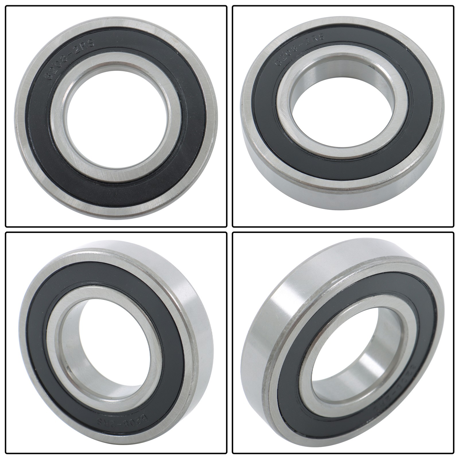4Pcs 6208-2RS Deep Groove Ball Bearings 40mm Inner Dia 80mm OD 18mm Bore Sealed