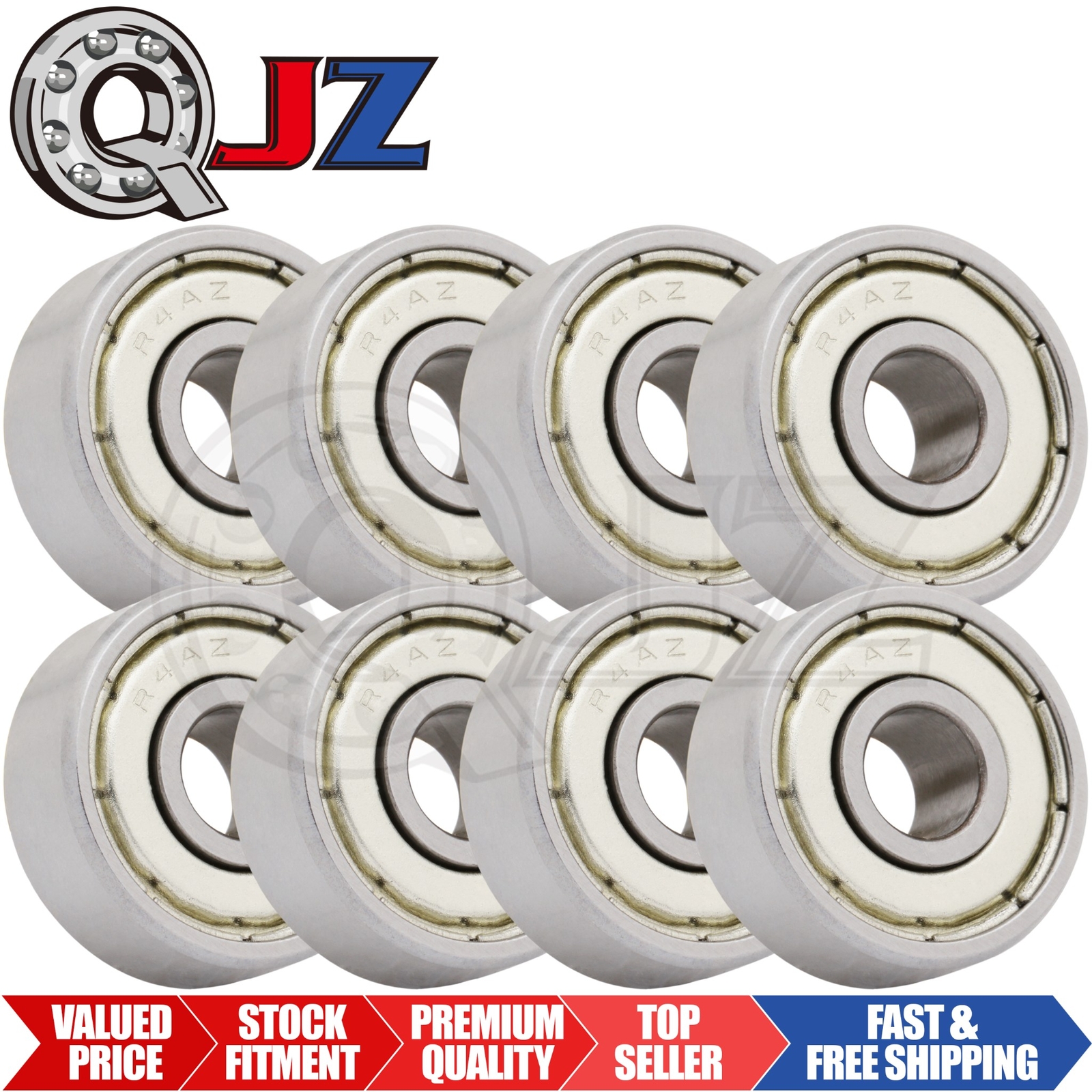 [Qty.8] SSR4A-ZZ Stainless Radial Ball Bearing [0.25″ ID x 0.75″ OD x 0.281″ W]