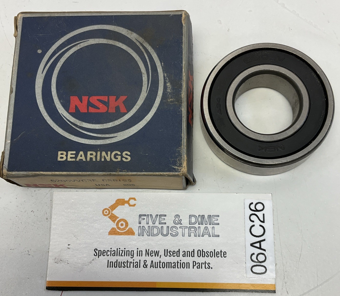 NSK 6205VVC3F Single-Row Deep Groove Ball Bearing.