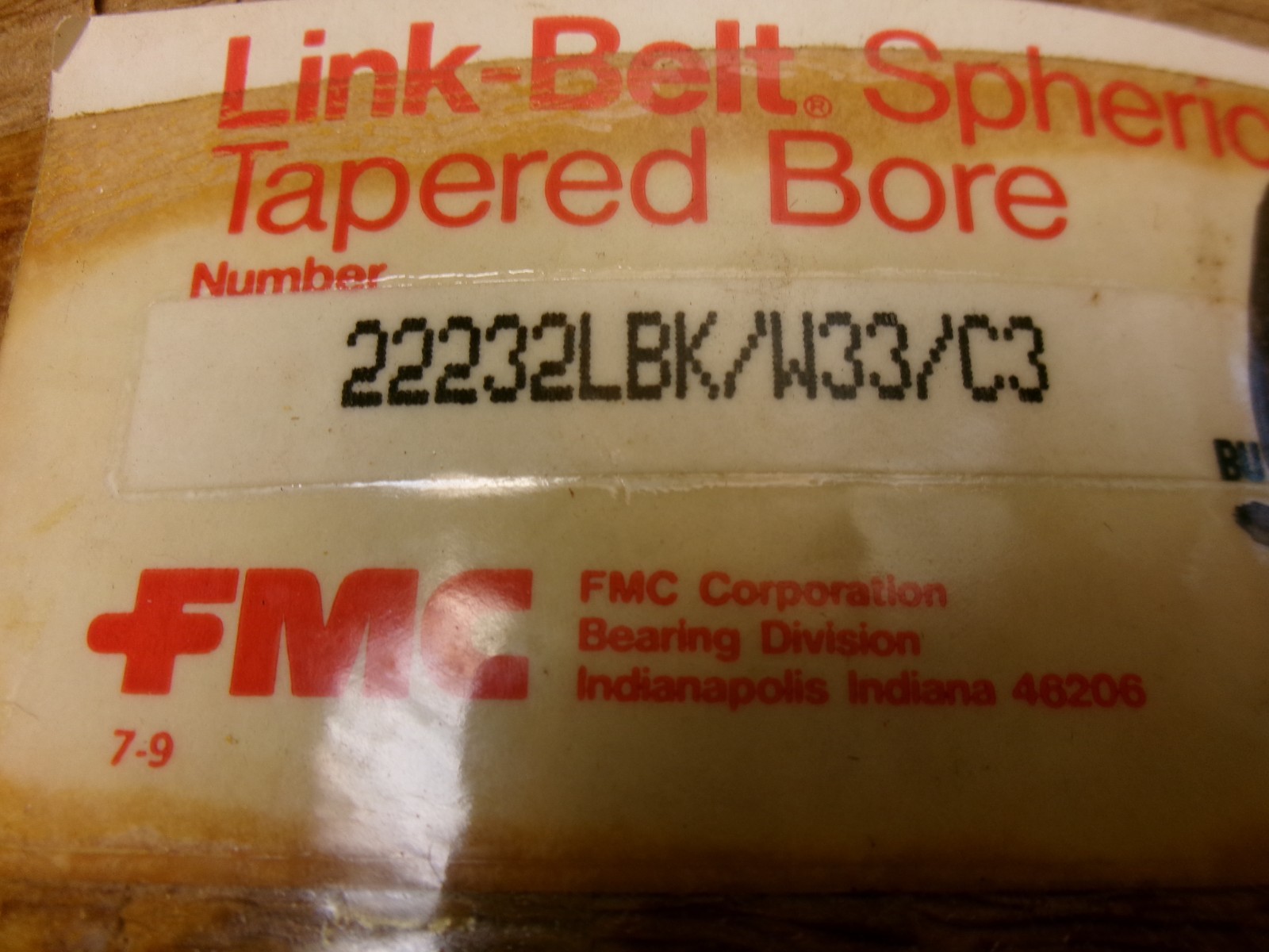 FMC Link-Belt 22232LBK/W33/C3 Spherical Roller Bearing Tapered Bore