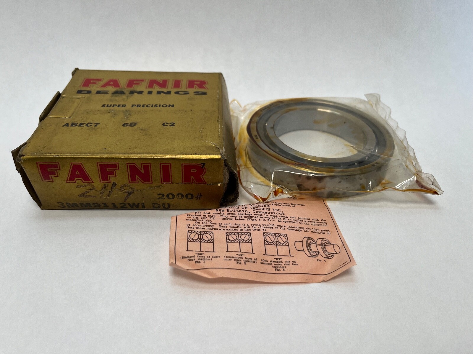 Fafnir 3MM9112WI-DUL Bearing 60x95x18 mm 7012A 3MM-9112-WI-CR-DU-C2