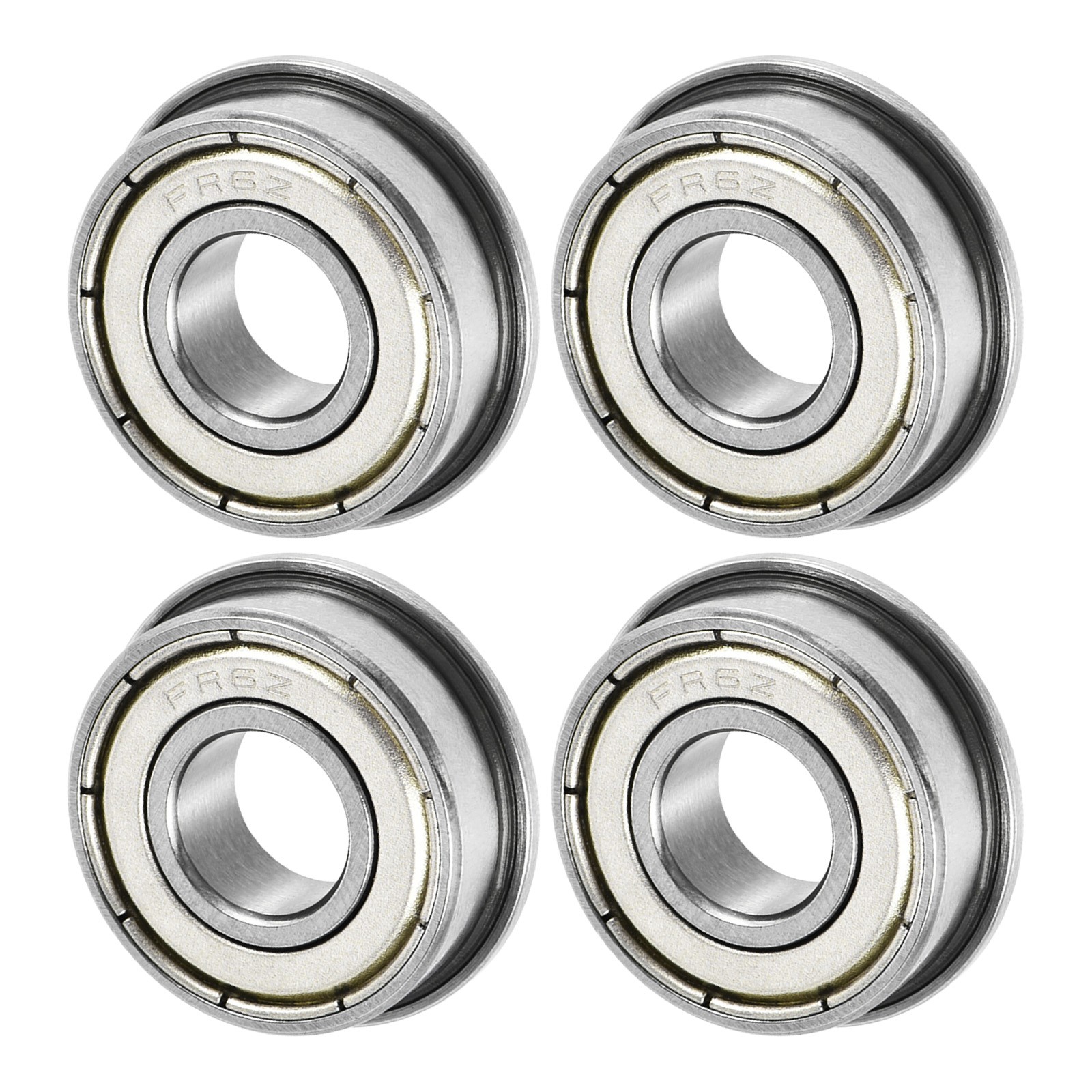 4-Pack FR6ZZ Flanged Ball Bearing, 3/8″ x 7/8″ x 9/32″ Metal Sealed