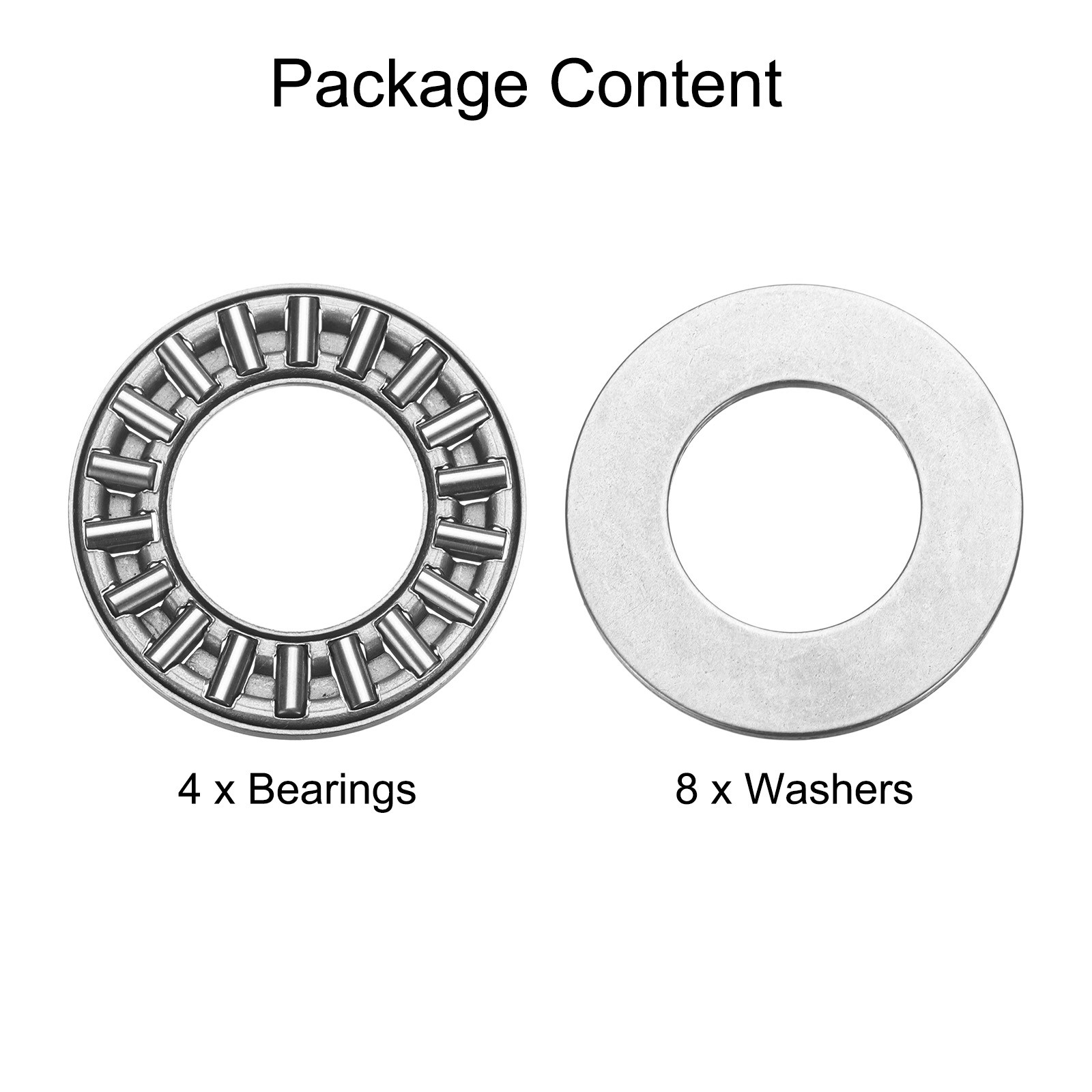 4 Sets AXK1528+2AS Thrust Needle Roller Bearings 15x28x4mm, P5 (ABEC 5)