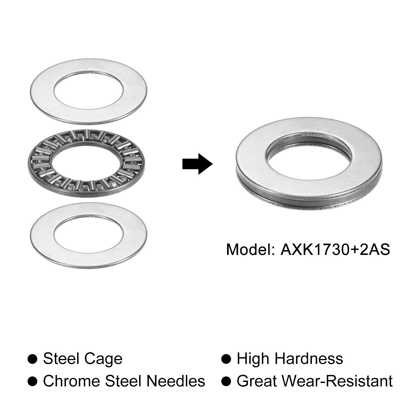 5pcs AXK1730 Thrust Needle Roller Bearings 17x30x2mm with AS1730 Washers