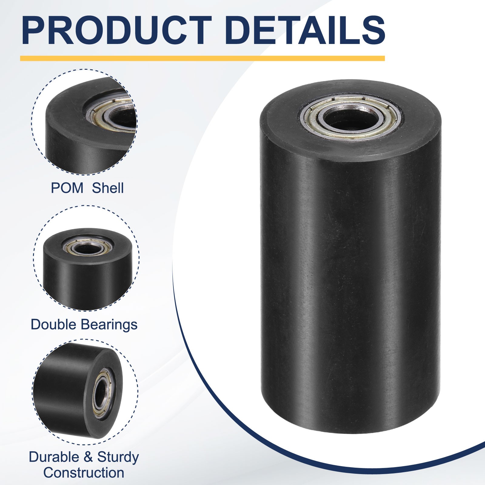 2Pcs POM Roller Wheel with Bearings 5/16″ x 1-1/8″ x 2″ Bearing Pulley