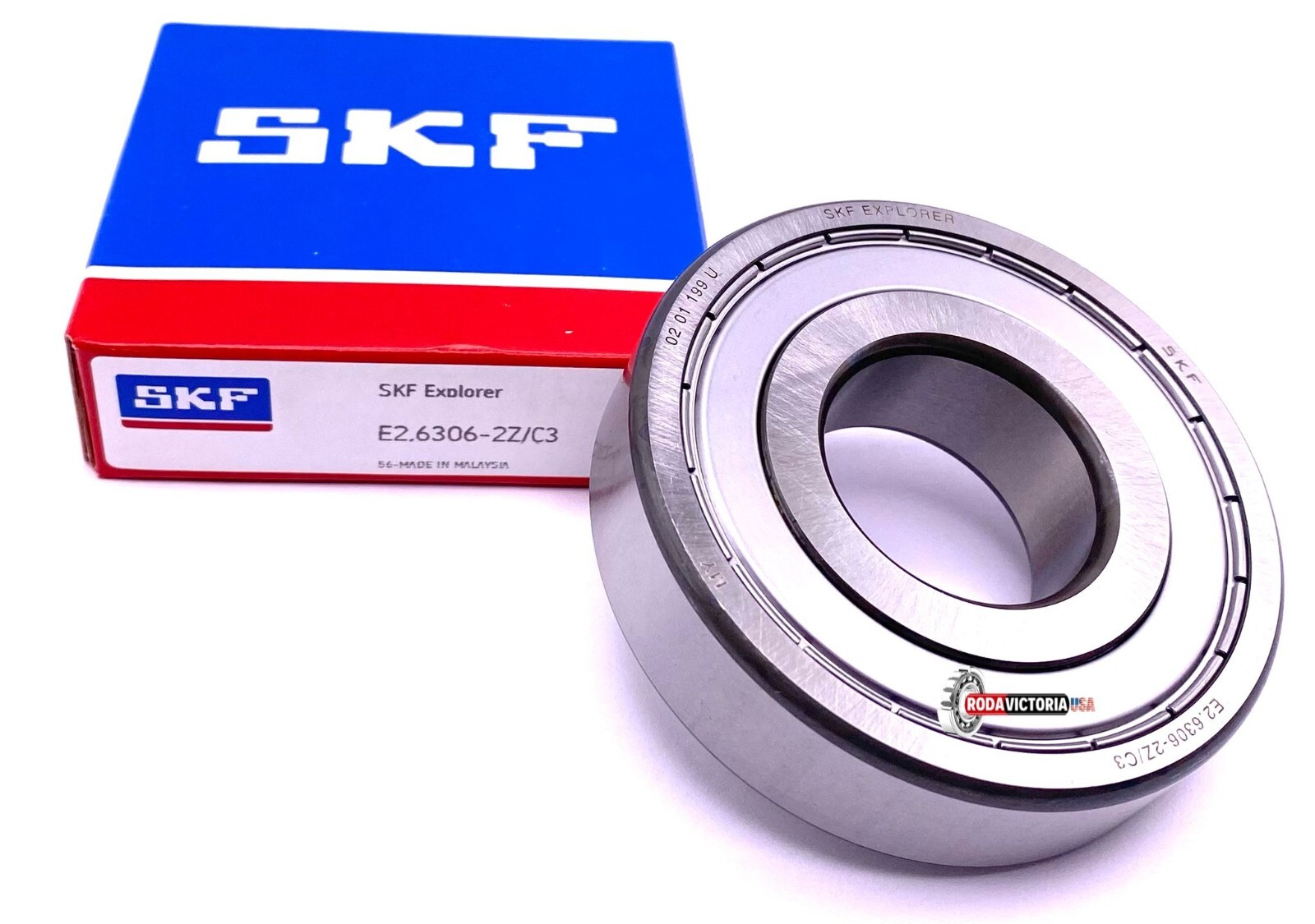 SKF E2.6306 ZZ C3 Deep Groove Ball Bearing, Metal Shielded 30x72x19 mm