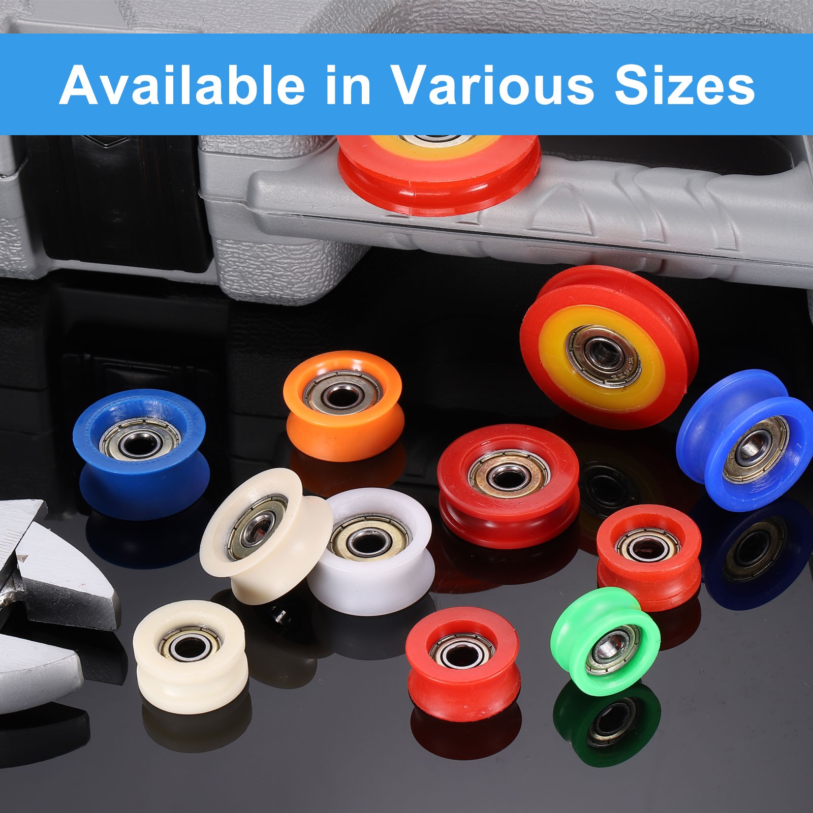 8 Pcs 6x39x9mm Red U Type Groove Plastic Guide Bearing Roller Wheels