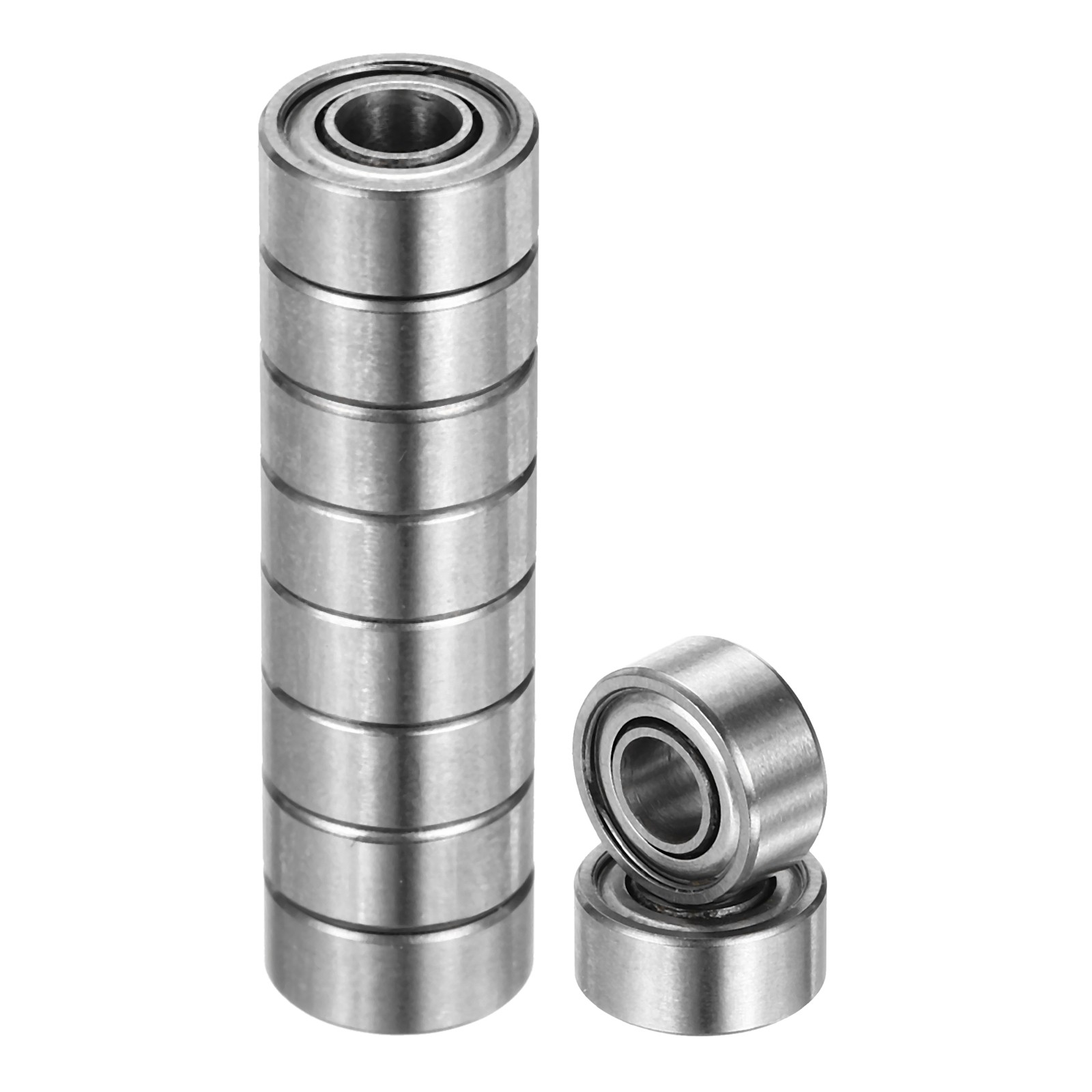10pcs R2-5ZZ 1/8″ ID x 5/16″ OD x 9/64″ Height Z3 Ball Bearings, Silver Tone