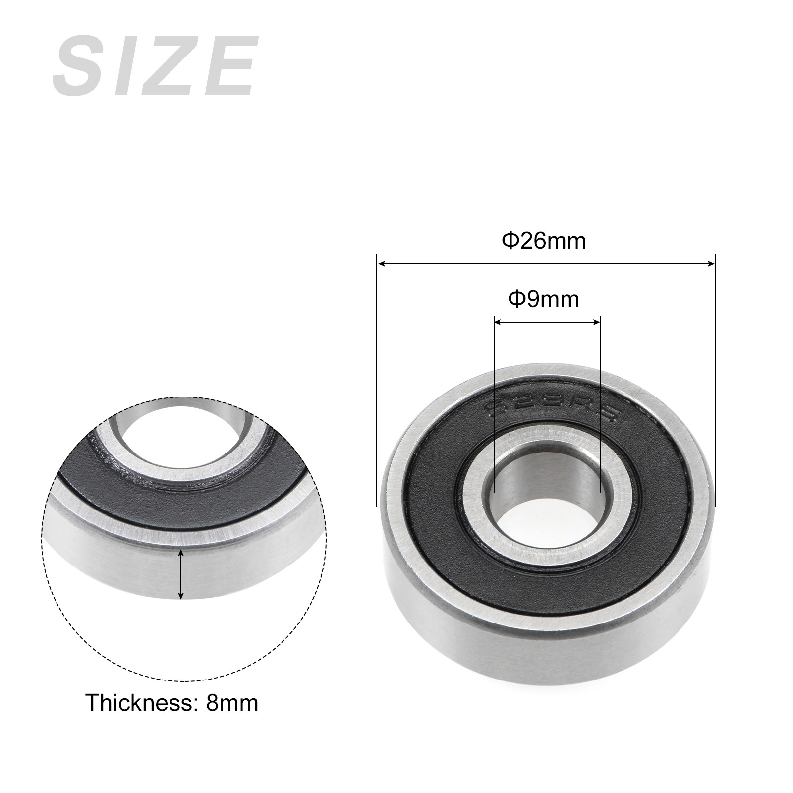 Deep Groove Ball Bearing 629-2RS 9mmx26mmx8mm 5Pcs Chromium Steel Double Sealed