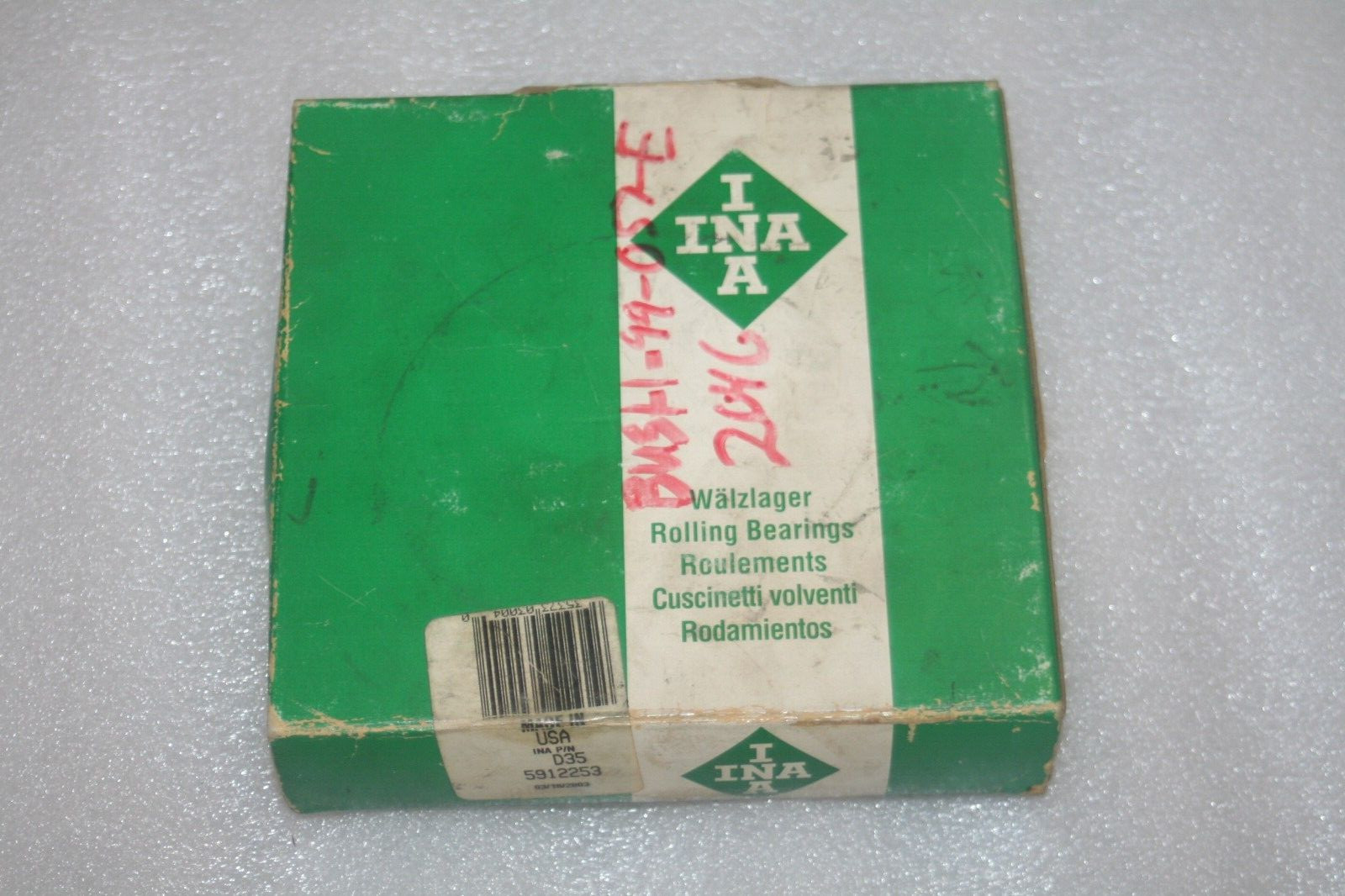 INA D35 Thrust Bearing ID 2 5/8, OD 4 3/8, Width 1″, 5912253 * NEW *