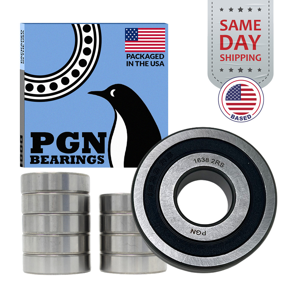 PGN (10 Pack) 1638-2RS Bearing – Lubricated Chrome Steel Sealed Ball Bearing