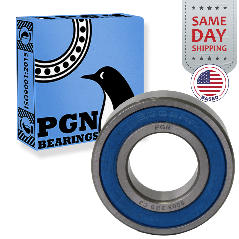 (100) 6003-2RS Premium Rubber Seal Ball Bearing C3 EMQ, 17x35x10 6003 2RS 6003rs