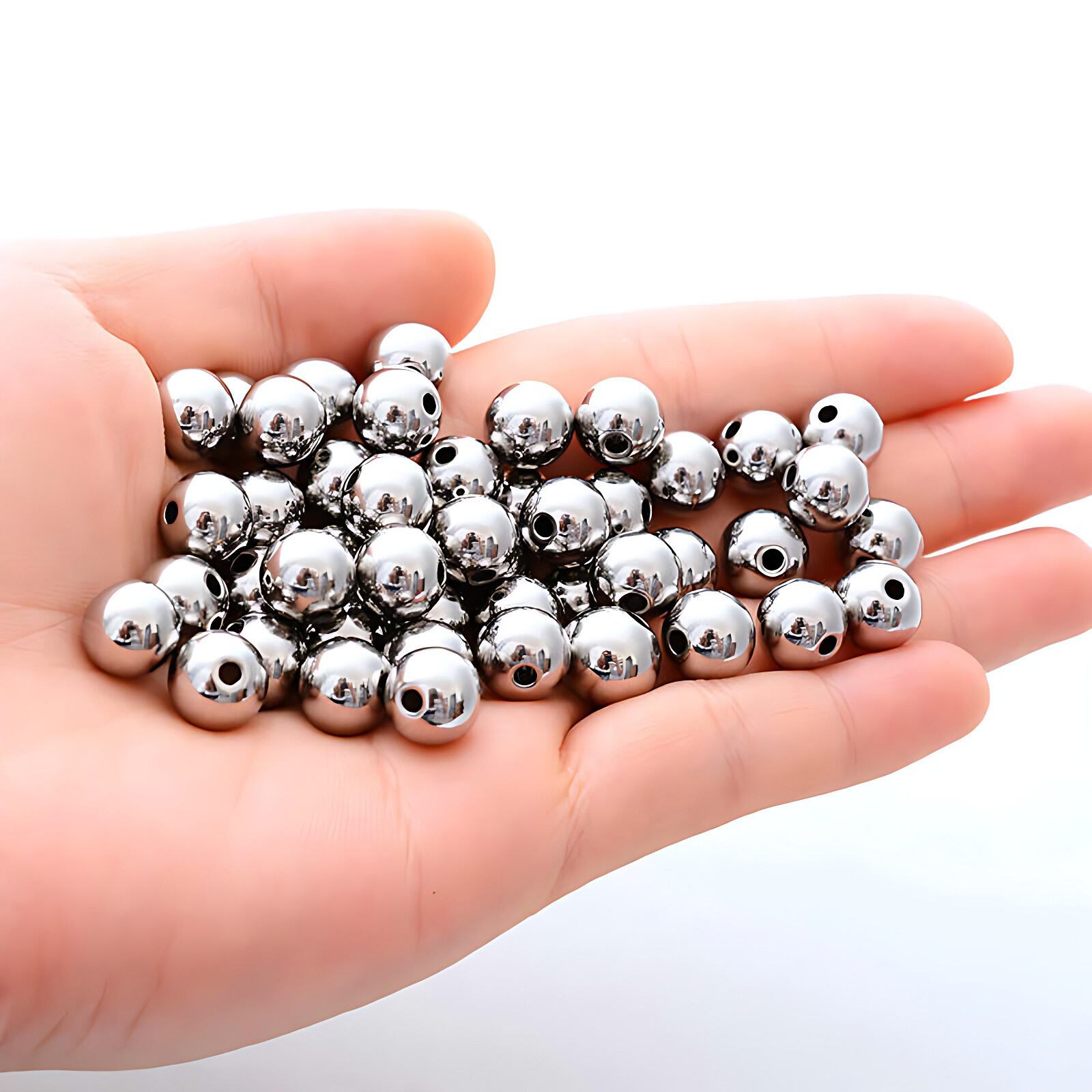Ø 2mm-60mm Stainless Steel Silver Round Spacer Beads Jewelry Finding Loose Beads