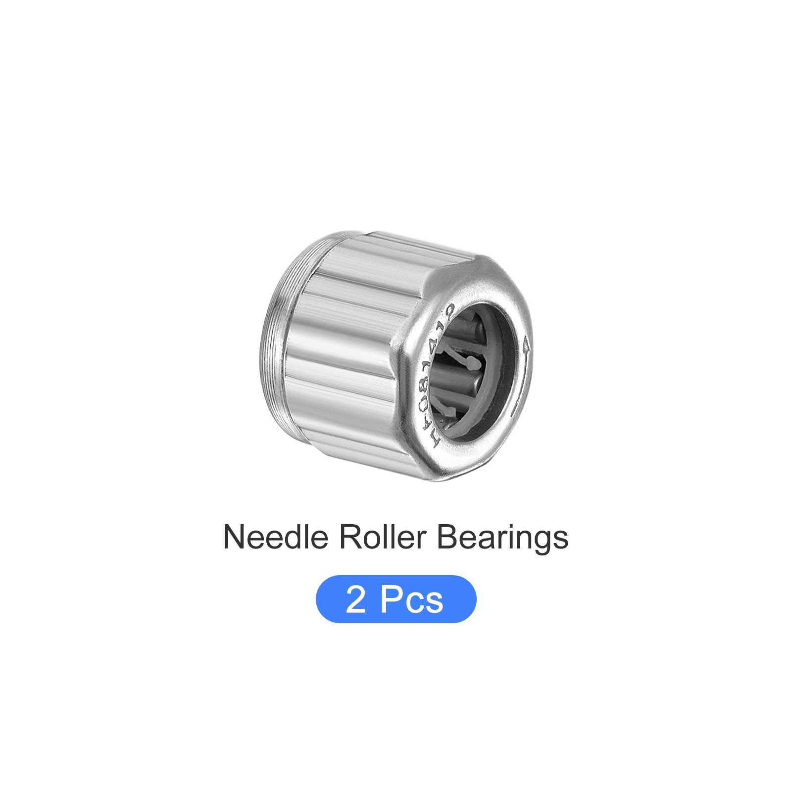 2 Pack 8mm IDx14mm ODx12mm Height HF081412 Needle Roller Bearings Chromium Steel