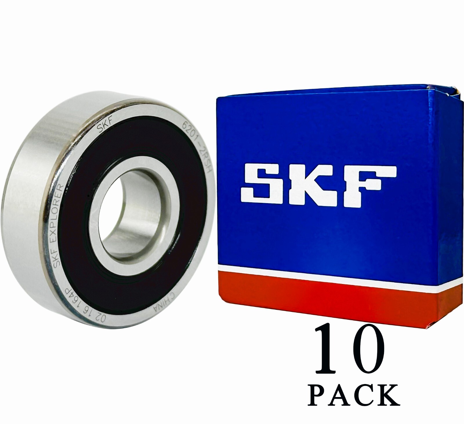 (Qty.10) SKF 6201-2RSH 6201-2RS 12X32X10MM Double Rubber Seal Ball Bearings