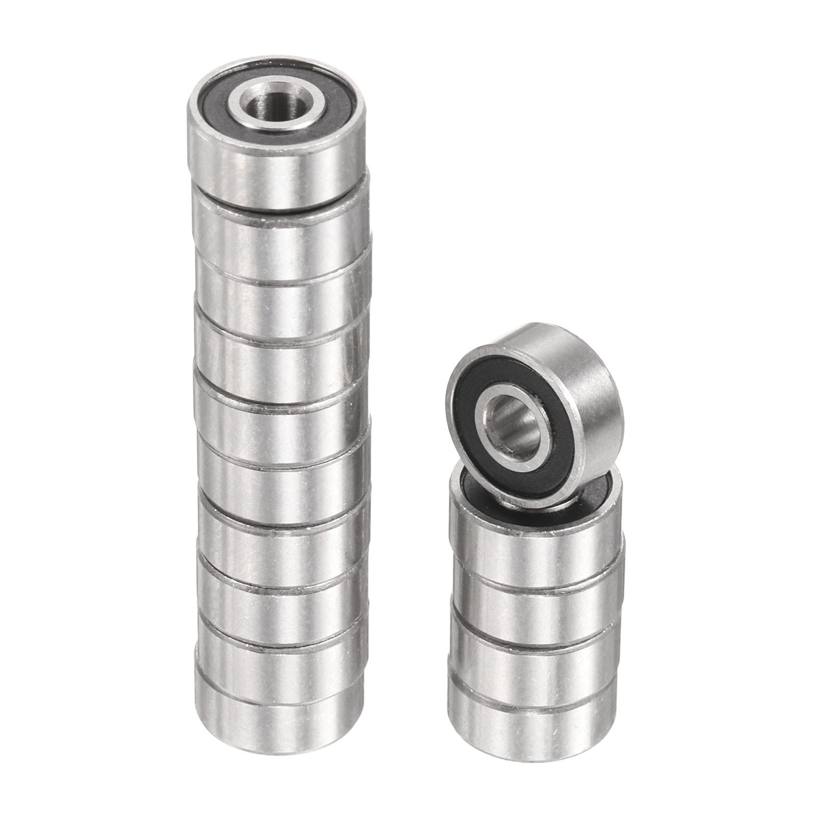 25pcs R2-2RS 1/8″ ID x 3/8″ OD x 5/32″ Height Z2 Ball Bearings, Silver Tone