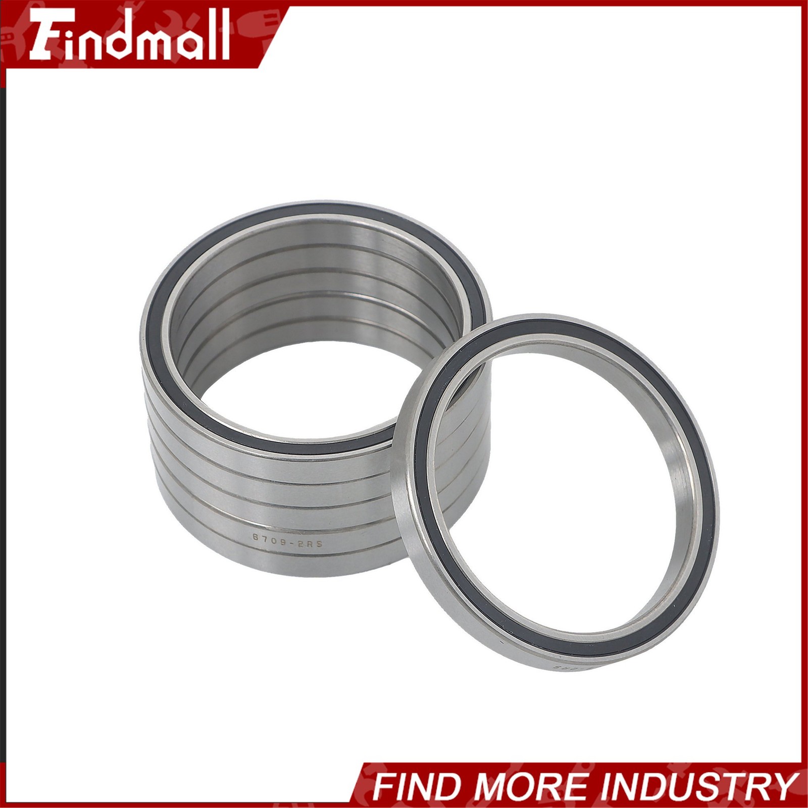 Findmall 6709-2RS Deep Groove Bearings 10pcs 45x55x6mm Rubber Sealed Pre-Lubed